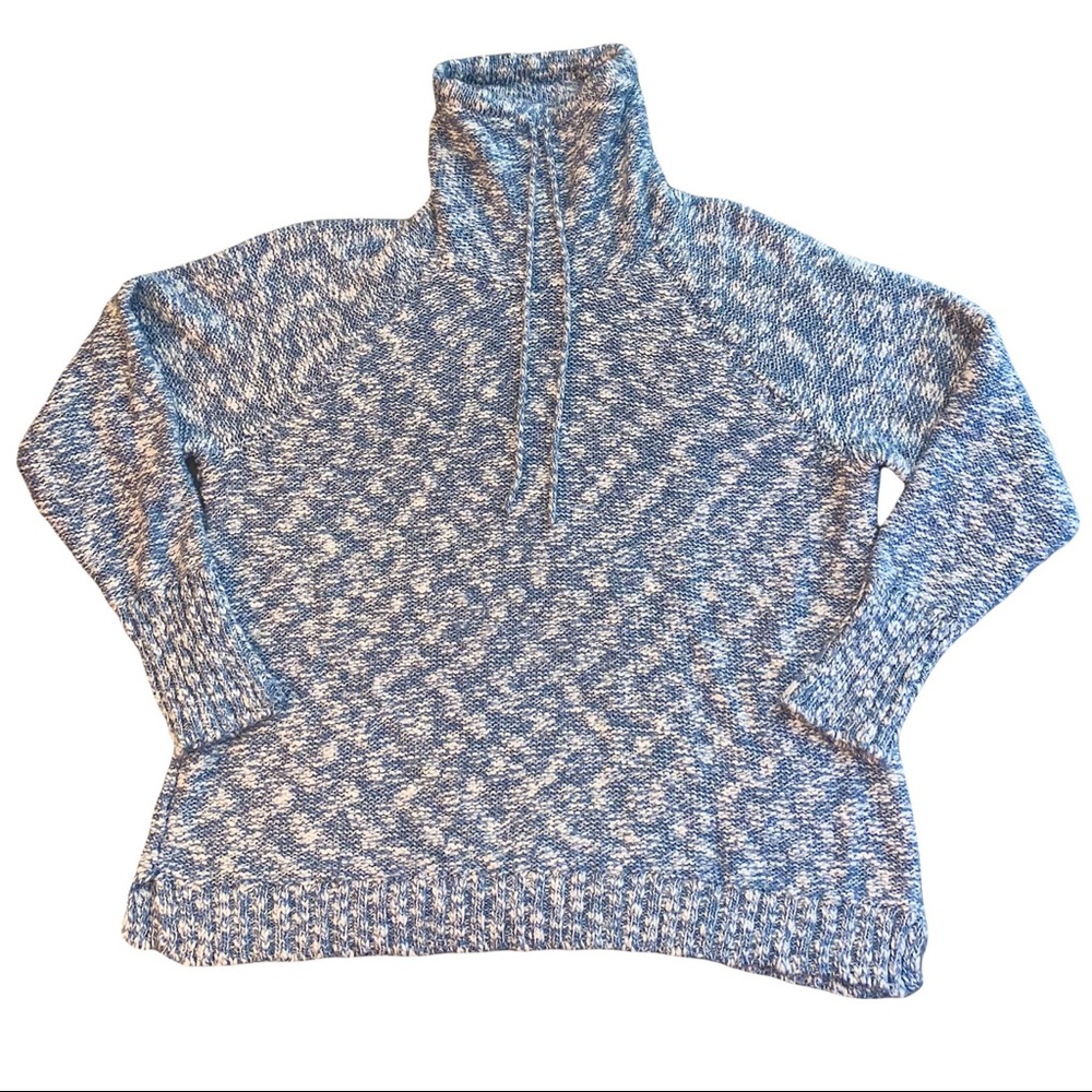 Chaps Blue & White Glittery Marl Turtleneck Sweater